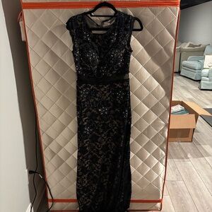 Adam Black and Beige Lace Dress
